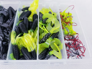 Cam's (A) "ELITE BLACK & CHARTREUSE" Assorted Plastic Crappie Kit