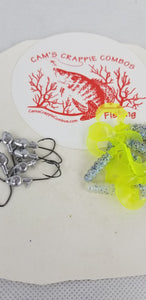 Cams Hooks & Plastics 80 Piece Set 1/16 Minnow Head B/N #2 +Monkey Milk & Chartreuse Curly Tail