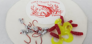 2023 Cams Hooks & Plastics 80 Piece Set 1/16 Minnow Head Red #2 +Fireball Red Curly Tail