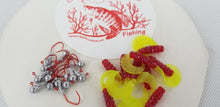 Load image into Gallery viewer, 2023 Cams Hooks &amp; Plastics 80 Piece Set 1/16 Round Head Red #2 + Fireball Red Curly Tail
