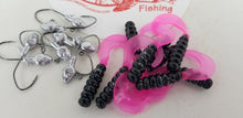 Load image into Gallery viewer, Cams Hooks &amp; Plastics 80 Piece Set 1/16 Minnow Head B/N #2 Hook + Black Blaze Curly Tail
