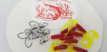 Load image into Gallery viewer, Cams Hooks &amp; Plastics 80 Piece Set 1/16 Minnow Head B/N #2 Hook + Fireball Red Curly Tail
